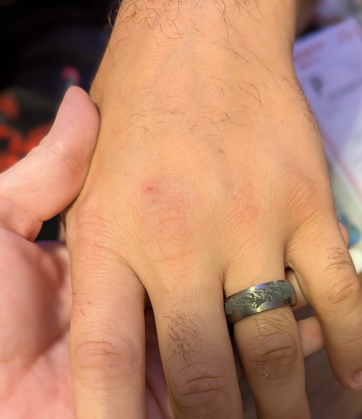 Customer photo review of Mountain Range Ring - Laser Carved with Wood Sleeve