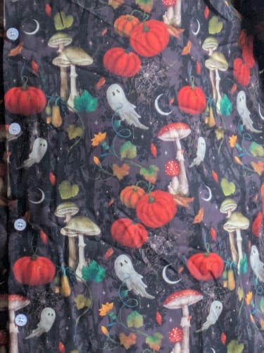 Customer photo review of Cottagecore Halloween Mushroom Button Up Shirt