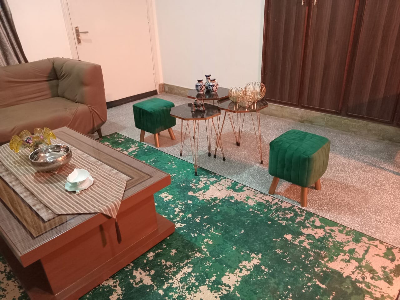 Customer photo review of Wooden Velvet stool Square shape-865