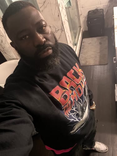 Customer photo review of Back to the Money - Black Crewneck Sweatshirt