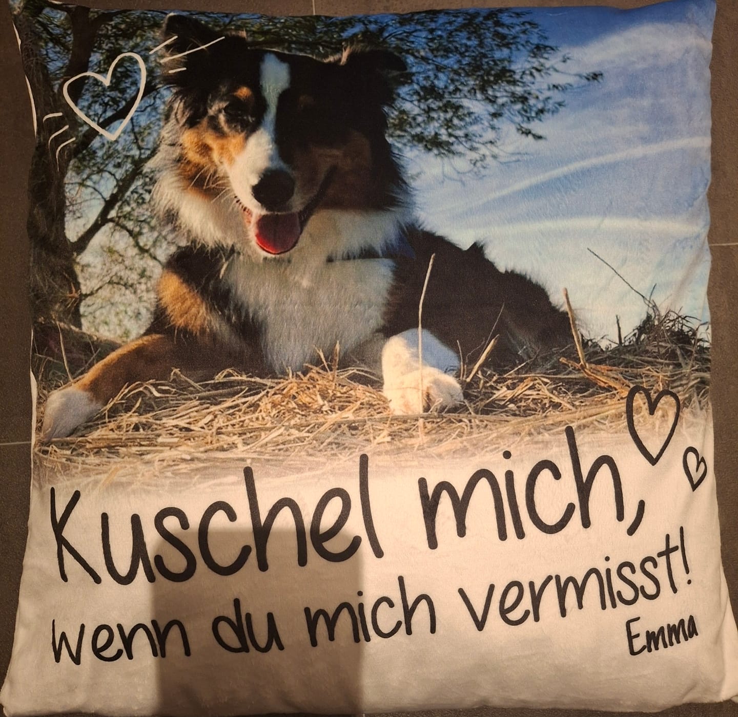 Customer photo review of Kuschel mich, wenn du mich vermisst - Individuelles Kissen