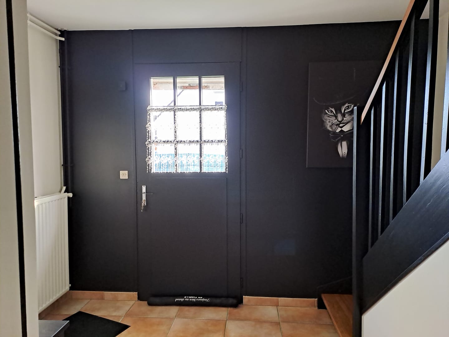 Customer photo review of Tableau Chat Habillé qui Fume