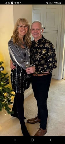 Customer photo review of Men's Golden Christmas Snowflake Print Long Sleeve Shirt