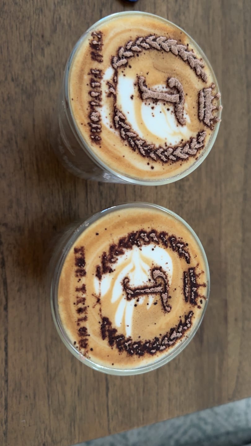 Customer photo review of Personalised Laser Cut Acrylic Baking/ Beverage / Coffee Stencil