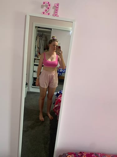 Customer photo review of MOLLY Poppy Pink Full Coverage High Rise Bikini Bottom