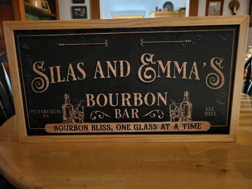 Customer photo review of Personalized Bourbon Bar Sign III
