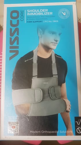 Customer photo review of Shoulder Immobilizer | Provides Firm Support for Shoulder Dislocation & Relieves Pain (Grey)