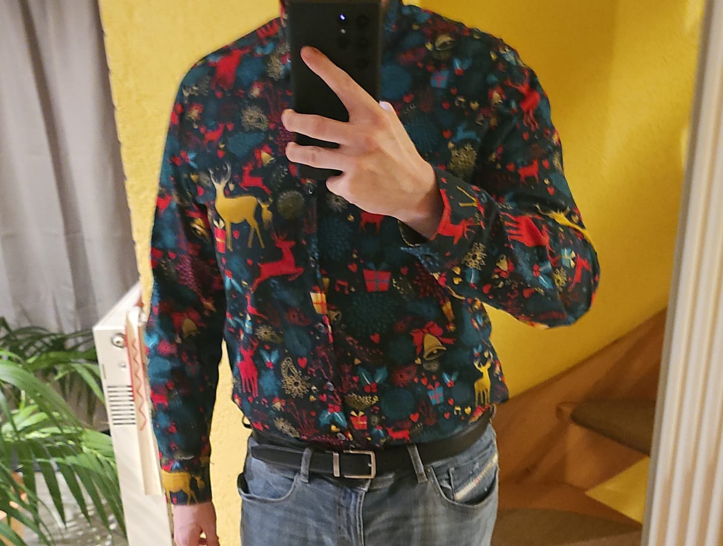 Customer photo review of Herren Weihnachts Langarmhemd aus Baumwolle