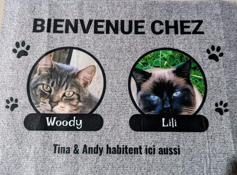 Customer photo review of Photo avec porte-nom - Paillasson personnalisé