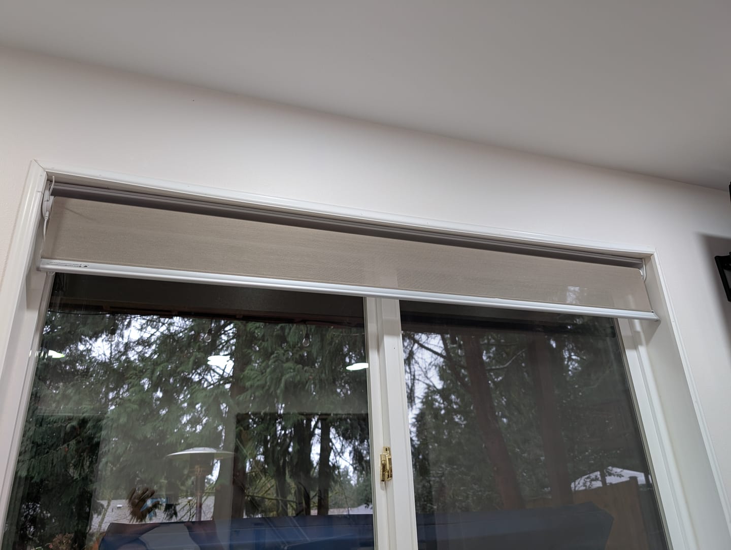 Customer photo review of SmartWings Motorized Light Filtering Roller Shades 50% Blackout PVC Free Sunscreen