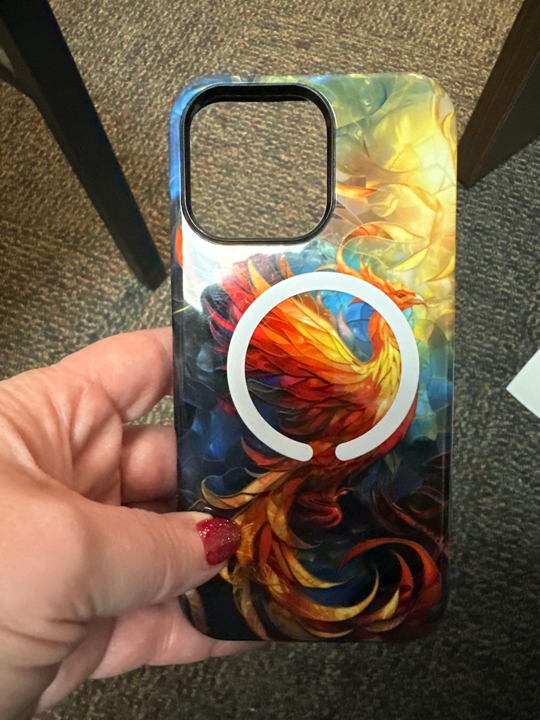 Customer photo review of Mythical Phoenix Stained Glass Design iPhone Case