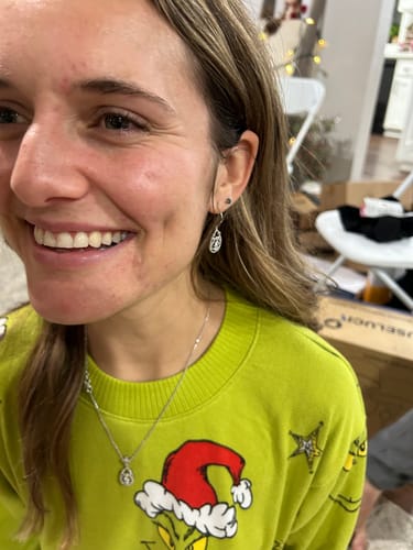 Customer photo review of Art Deco Milgrain CZ Necklace in Sterling Silver