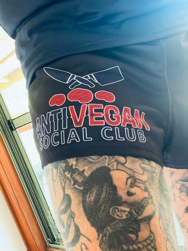 Customer photo review of ANTI VEGAN- Footy Shorts (With Pockets)