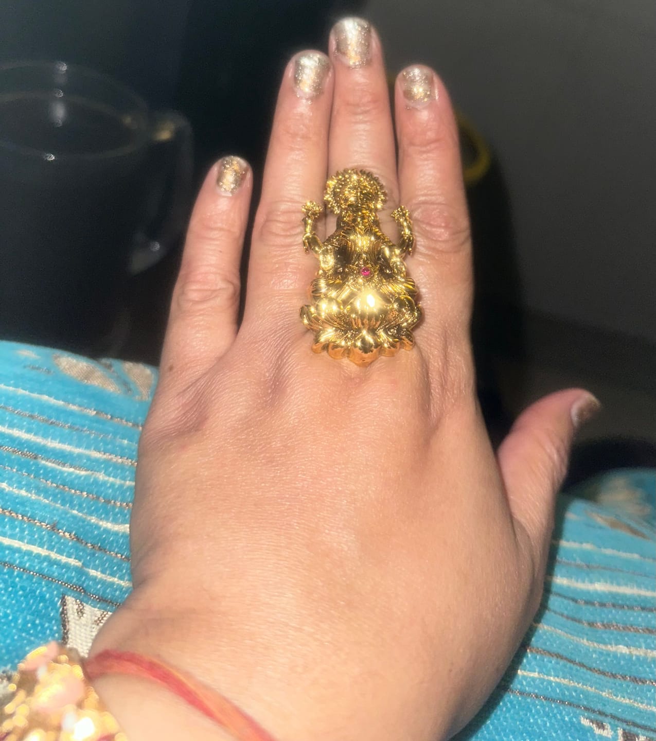 Customer photo review of Laxmiji design adjustable ring with ruby stone( ring L-2inch)