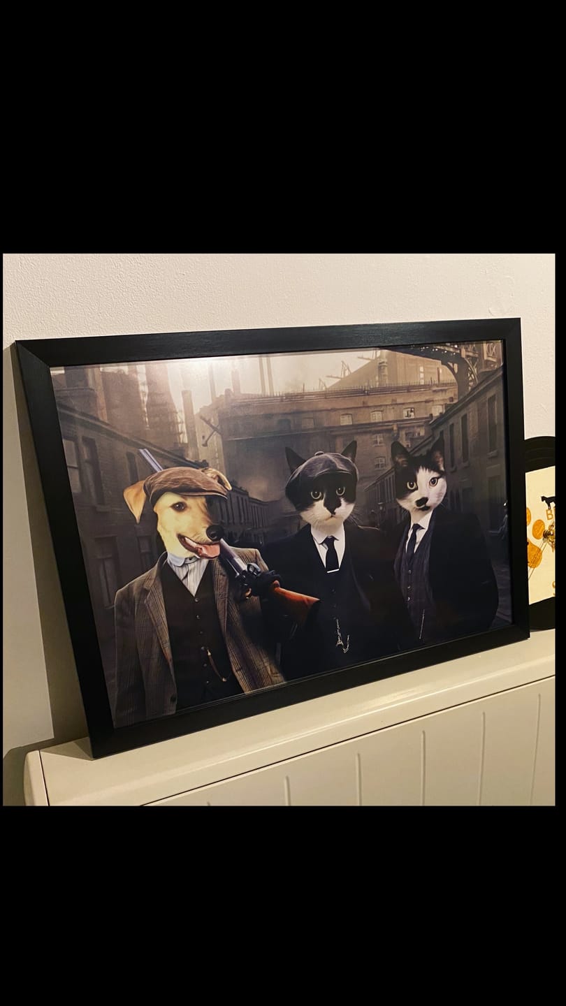 Customer photo review of The 3 Brothers (Peaky Blinders Inspired): Custom Pet Portrait