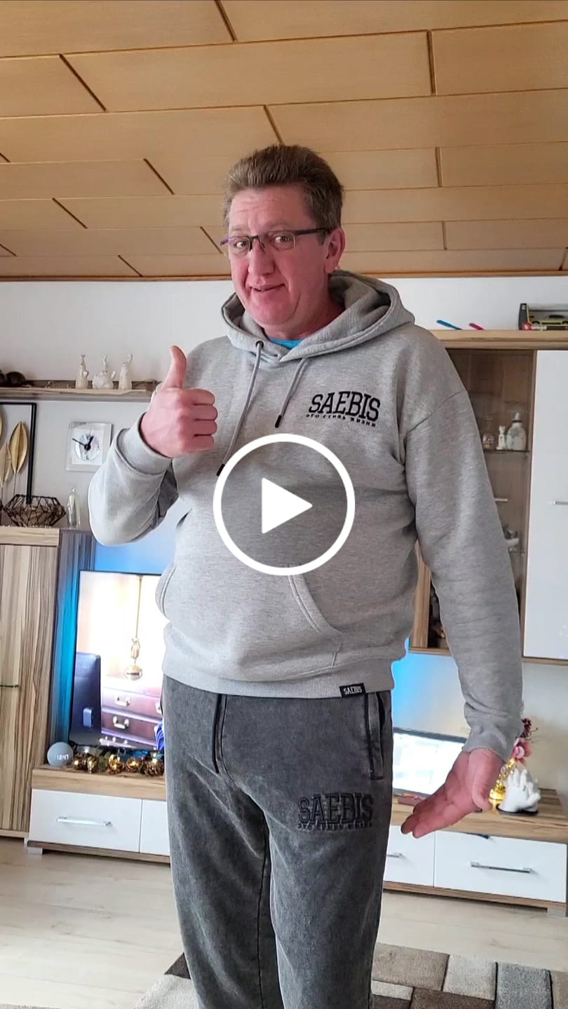 Customer video review of Lifestyle Herren Jogginghose washed mit Stickerei by SAEBIS®