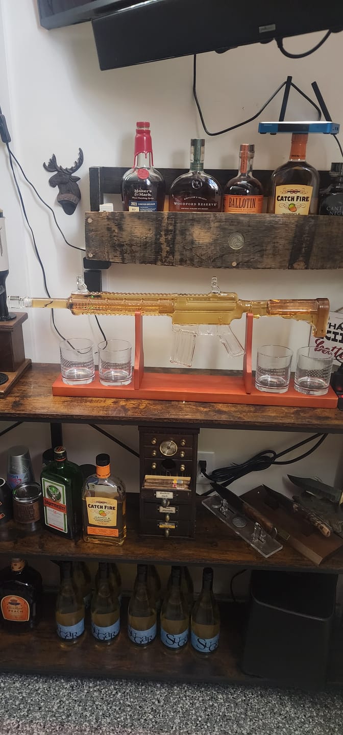 Customer photo review of BLACK FRIDAY DEAL: AR-15 Glass Decanter with 2nd Amendment Whiskey Glasses