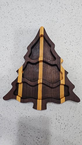 Customer photo review of 11.0x9.5" Christmas Tree Tray 2 Acrylic Router Template [Limited Edition]