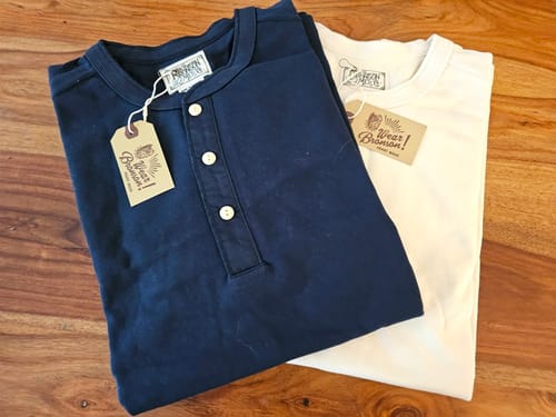 Customer photo review of Vintage Long Sleeve Henley Shirt - Navy