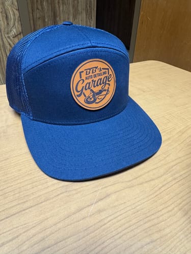 Customer photo review of Custom Leather Patch Hats Richardson 168 Laser Engraved