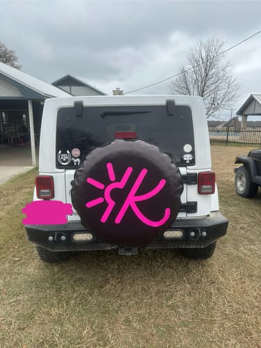 Customer photo review of Custom Spare Tire Cover for Jeep, RV, Bronco Camper, Trailer, & More