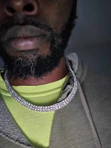 Customer photo review of 2 Row Rhodium Iced Out Bling Bling Chain