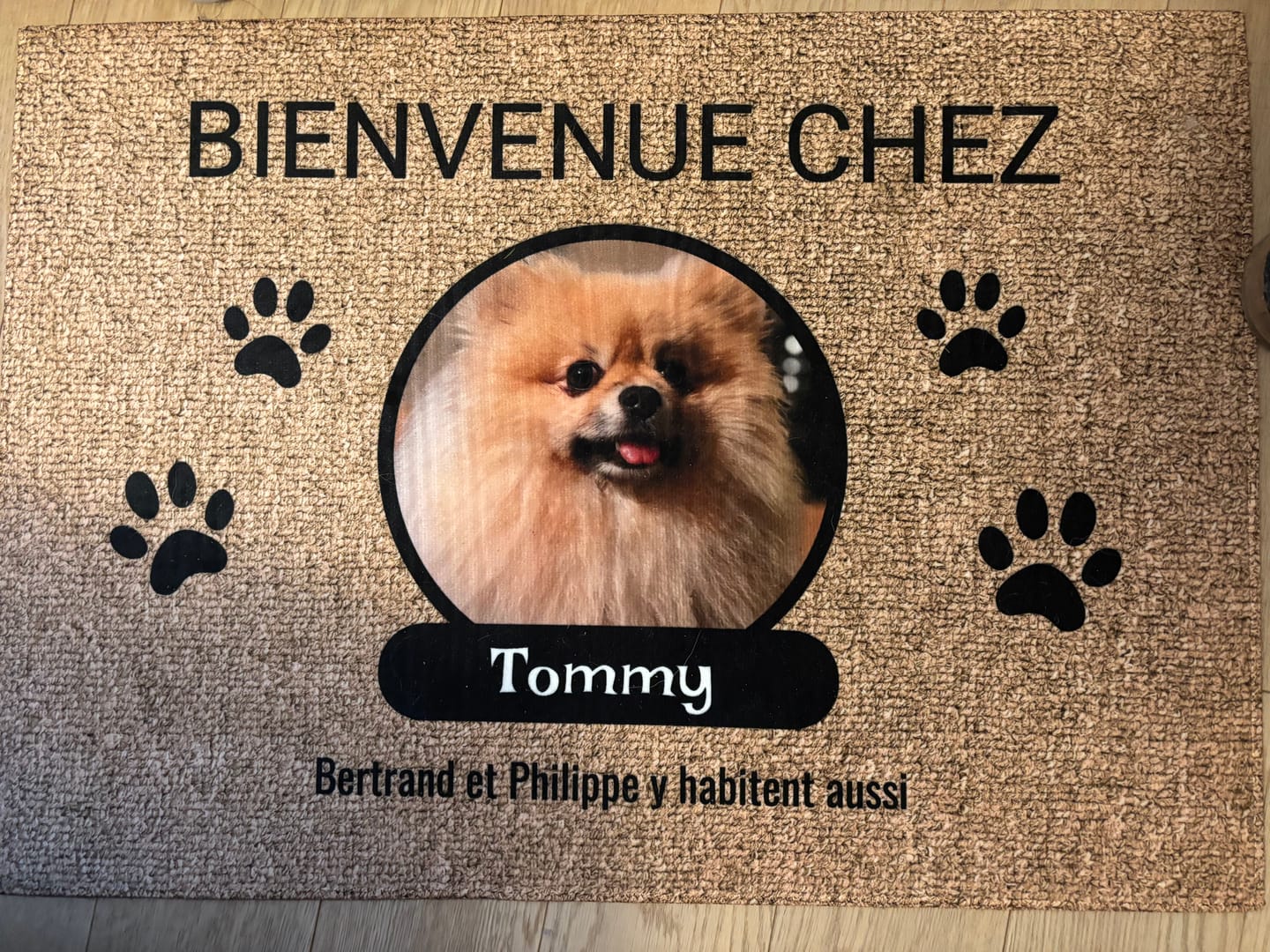 Customer photo review of Photo avec porte-nom - Paillasson personnalisé