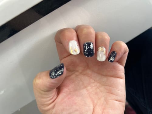 Customer photo review of Silent Night | Super Jellies DIY Hard Semi Cured Gel Nail Wraps