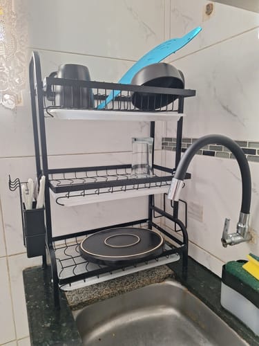 Customer photo review of Escurridor Metálico Negro Mate 3 Niveles Y Bandeja Práctico