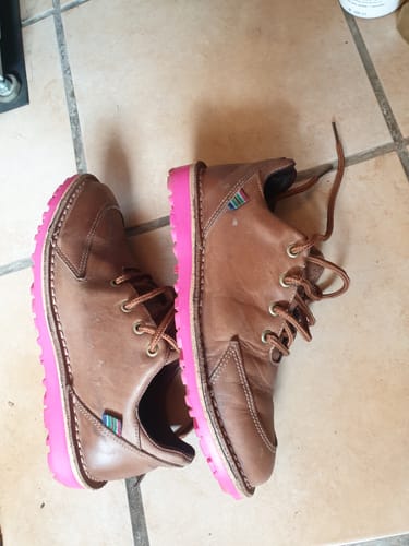 Customer photo review of Veldskoen Albatross Golf Shoe (White leather with Grey sole)