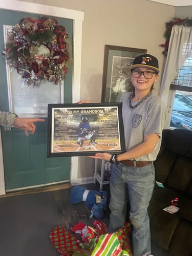 Customer photo review of Personalized Baseball To My Son/Grandson-Believe In Yourself Custom Poster