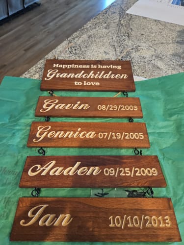 Customer photo review of Personalized Grandkids Hanging Sign (Engraved) Family Keepsake
