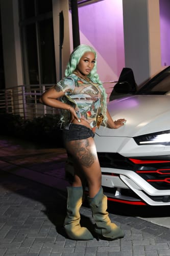 Customer photo review of MICRO MINI SHORTS (BLACK DENIM)