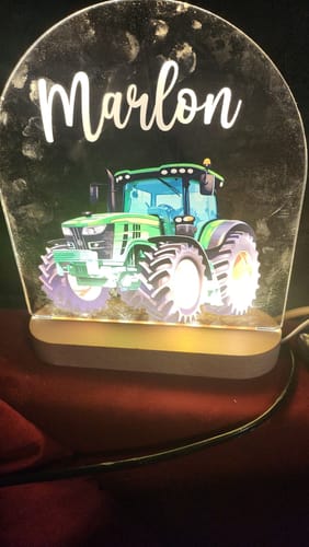 Customer photo review of Traktor Nachtlicht mit eigenem Namen