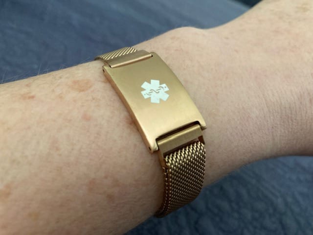 Customer photo review of Roxie Medical Alert Bracelet with Magnetic Closure – Rose Gold