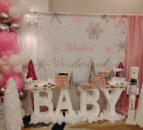 Customer photo review of Winter Our Little Snowflake Is Turning One Birthday Party Backdrop