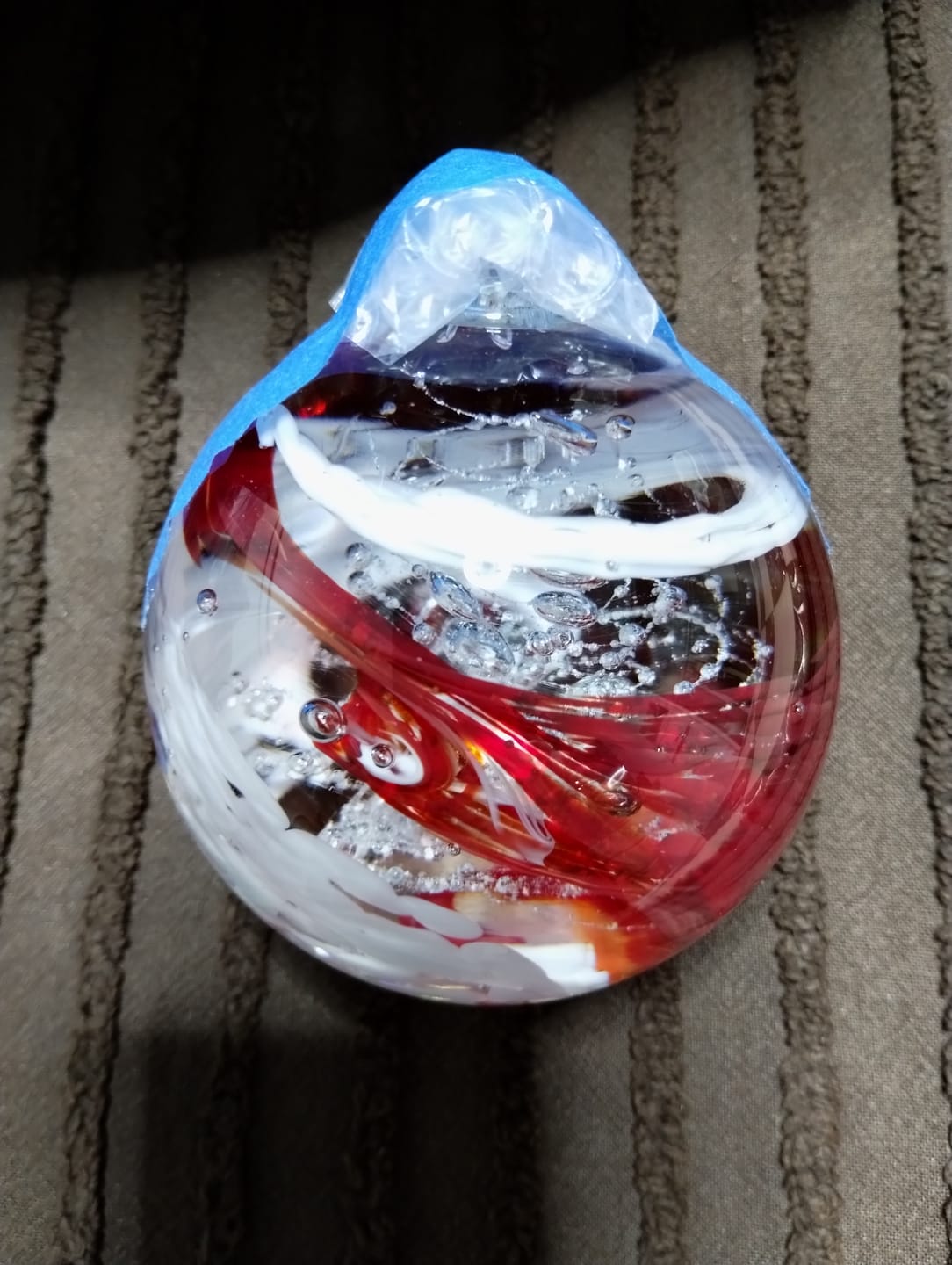 Customer photo review of Glimmer Orb with Cremation Ashes