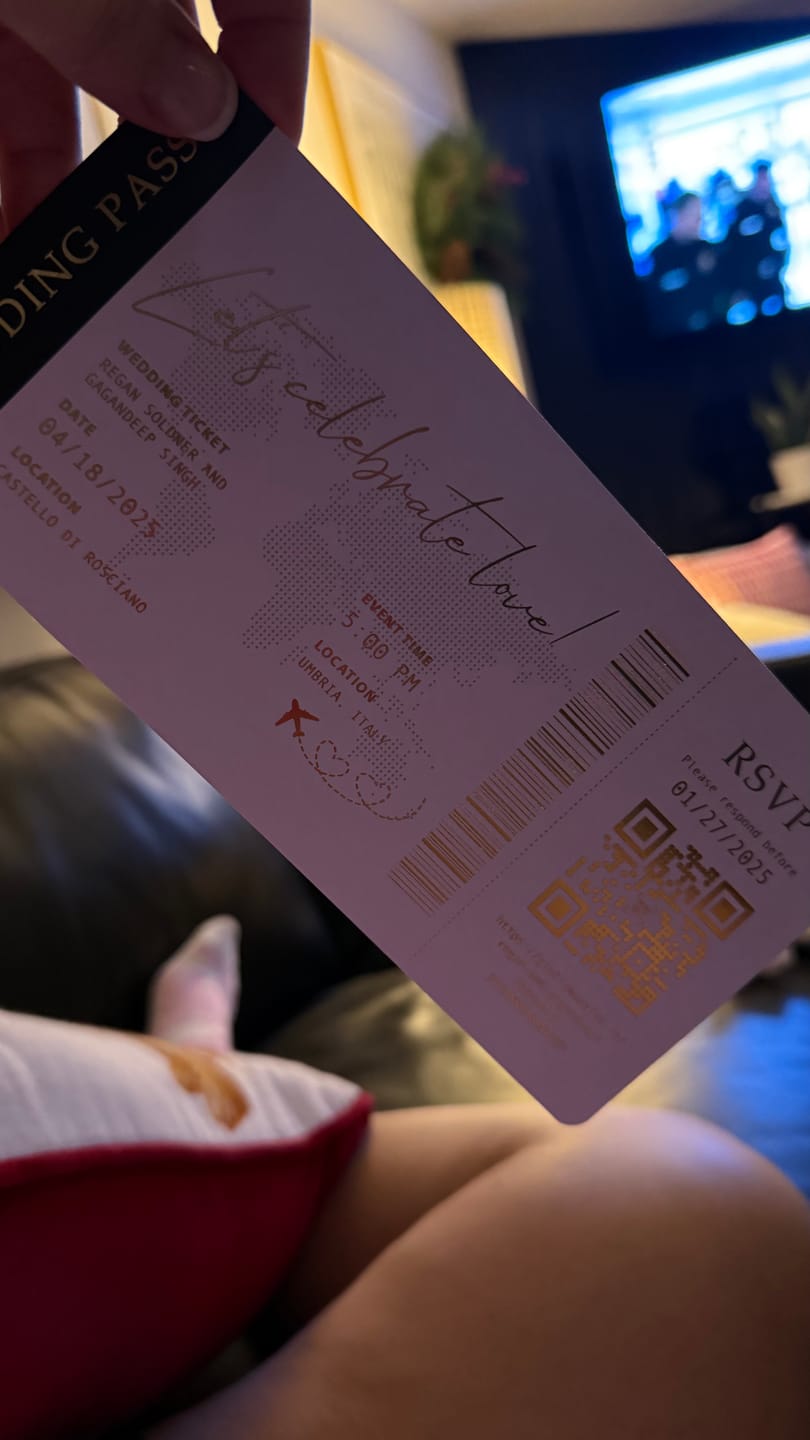 Customer photo review of Black Passport Wedding Invitation with Gold Foil