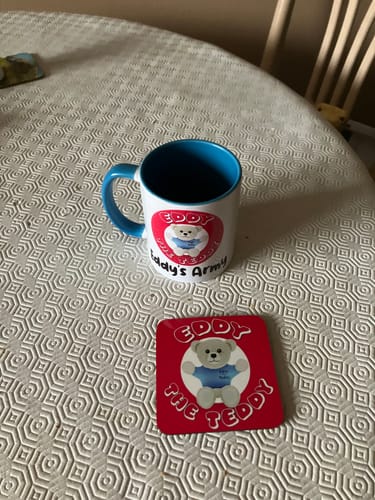 Customer photo review of Eddy’s Army Mug & Coaster