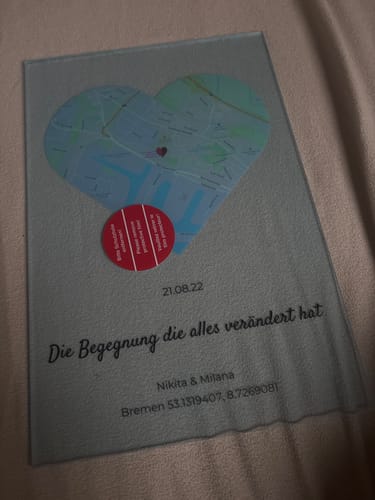 Kundenbewertung mit Foto zu "Unser Ereignis" - Personalisierte Acryltafel