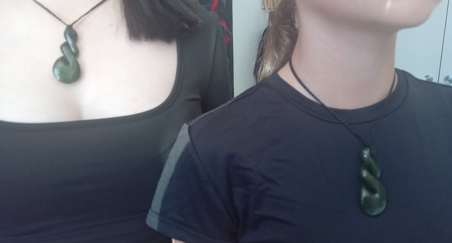 Customer photo review of 6cm Genuine NZ Greenstone Maori Twist Necklace