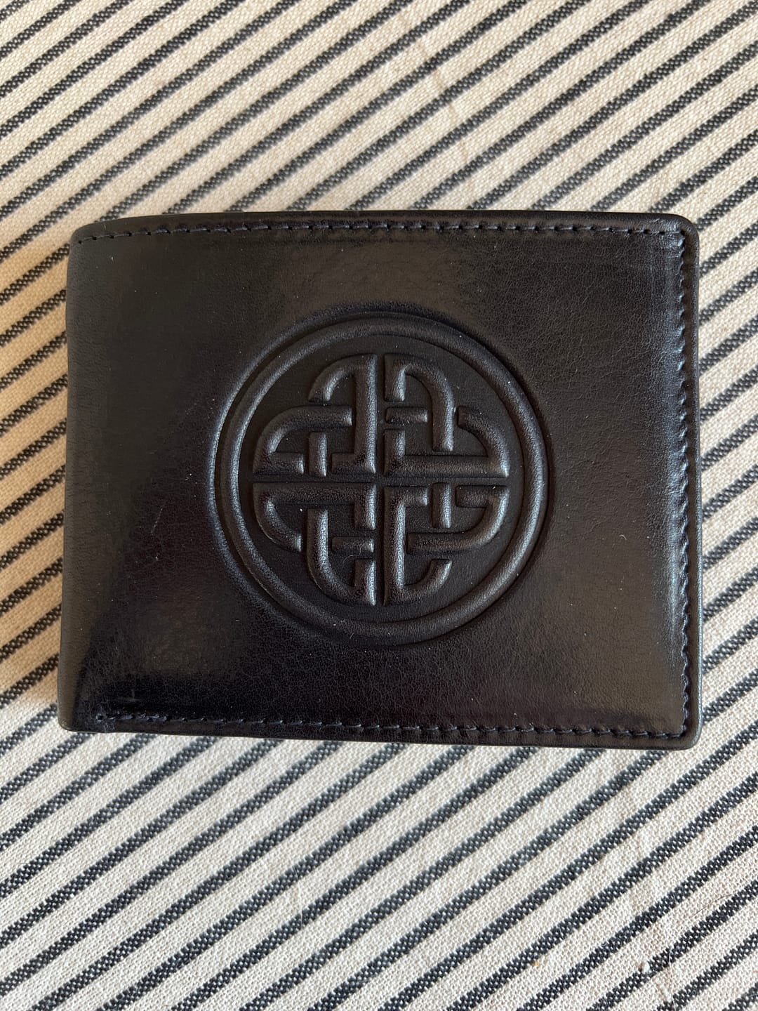 Customer photo review of Men's Leather Trifold Wallet - Knotwork