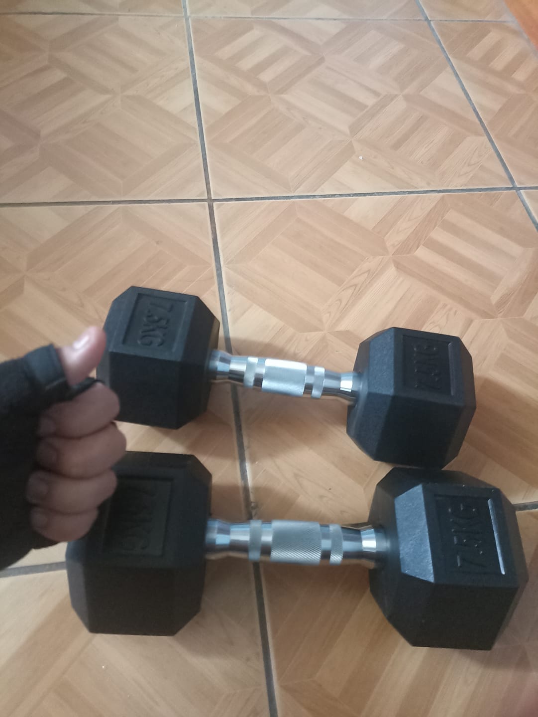 Customer photo review of Mancuernas Hexagonales de Caucho (Par)