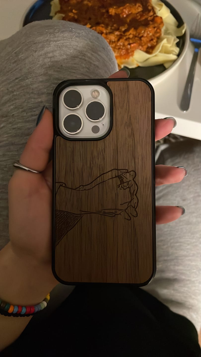 Customer photo review of Custom Design Walnut iPhone Case
