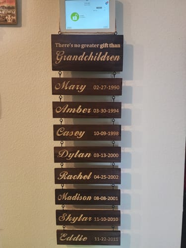 Customer photo review of Personalized Grandkids Hanging Sign (Engraved) Family Keepsake