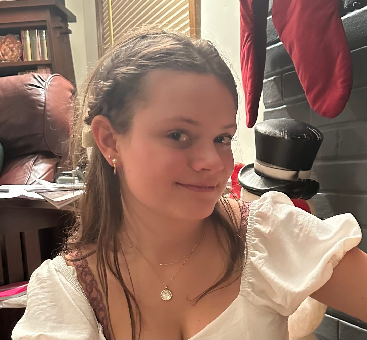 Customer photo review of Petite Mother Mary Necklace