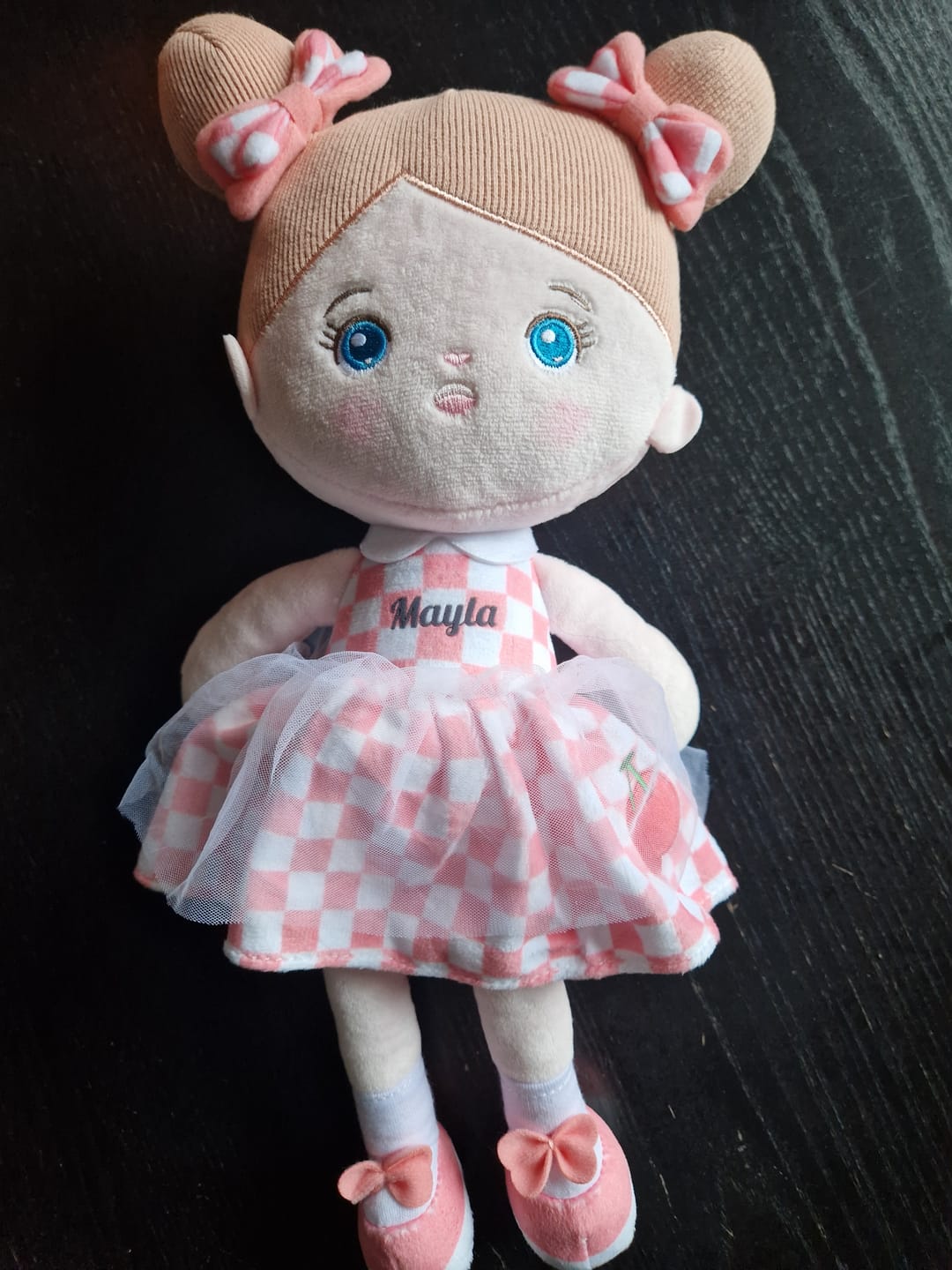 Customer photo review of Personalisierte Plüschpuppen mit Offenen Blaue Augen im Pinkes Kleid