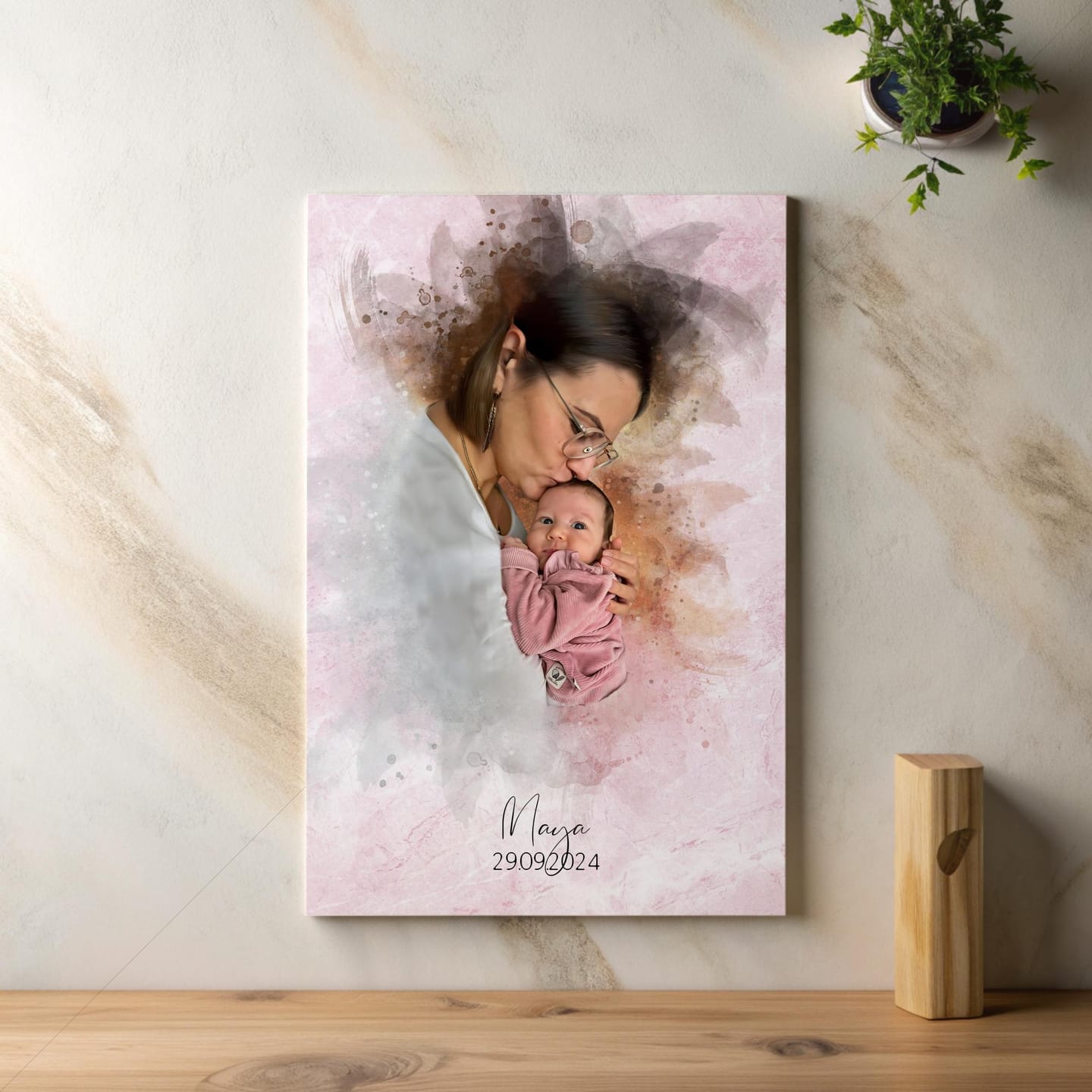 Customer photo review of Foto deines Baby im Aquarell-Stil | Geschenk zur Geburt