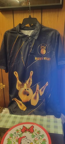 Customer photo review of Maxcorner Bowling Ball & Pins Premium Crown Multicolor Option Customized Name 3D Shirt (6 Colors)