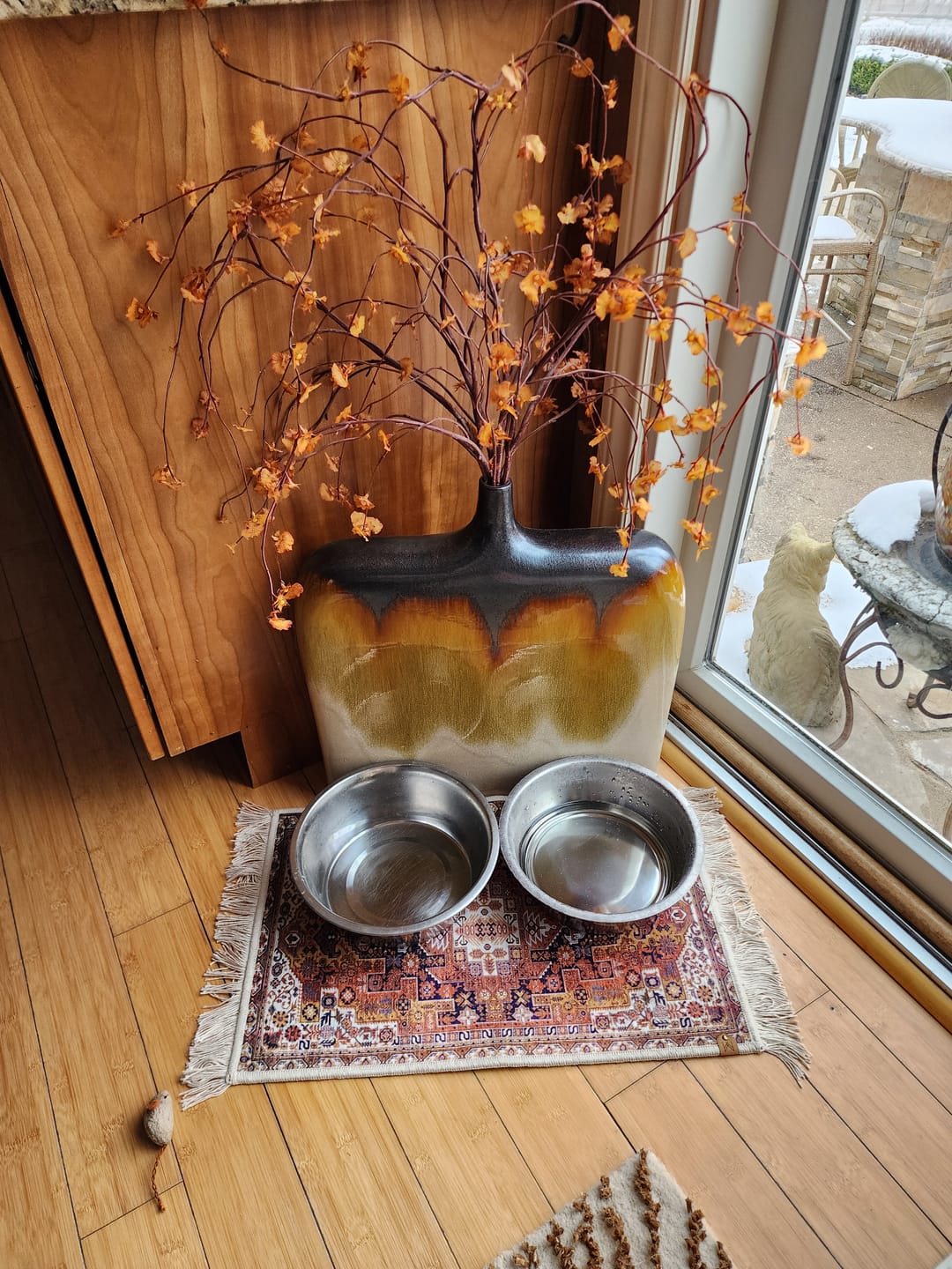 Customer photo review of Pet Bowl Mat with Fringe - Ophelia